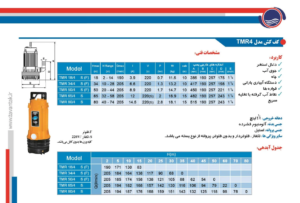 جدول مشخصات کفکش خروجی از بغل توان تک