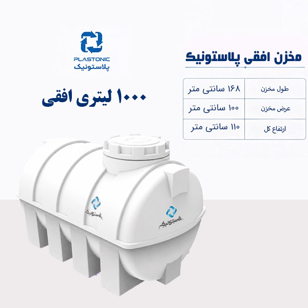 مخزن آب 1000 لیتری افقی پلاستونیک
