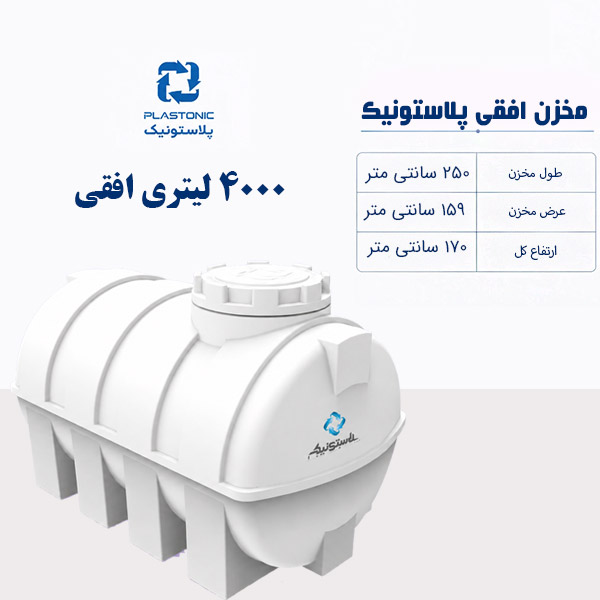 مخزن آب 4000 لیتری افقی پلاستونیک