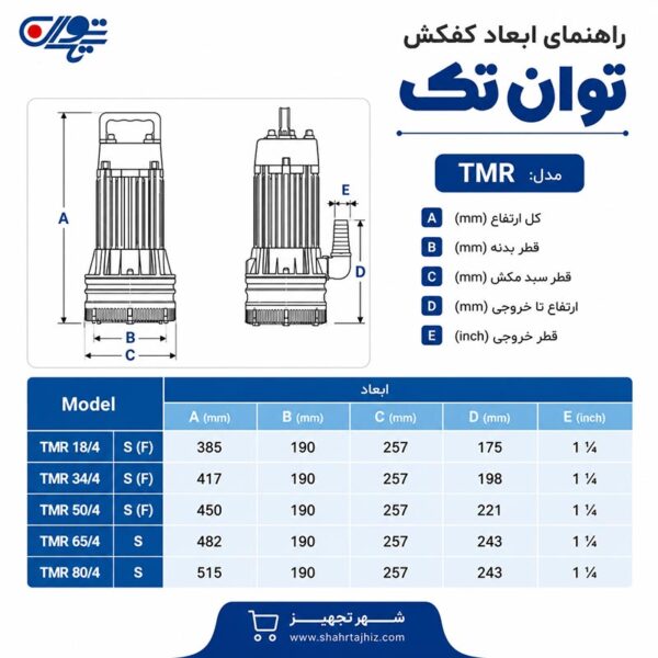 کفکش توان تک 18 متری - جدول آبدهی