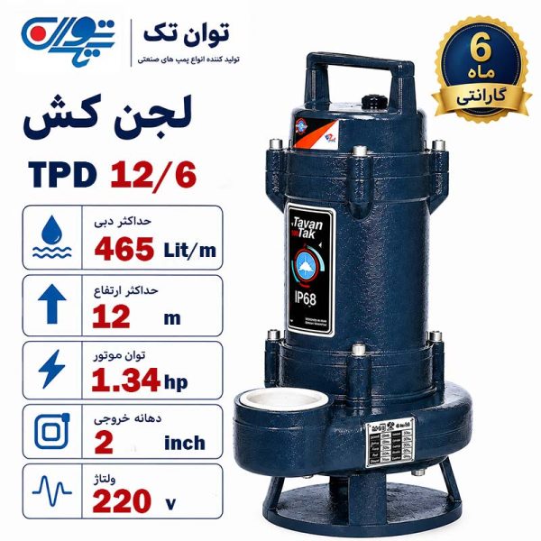 لجن کش توان تک 12 متری بدون فلوتر 2 اینچ TPD 12/6